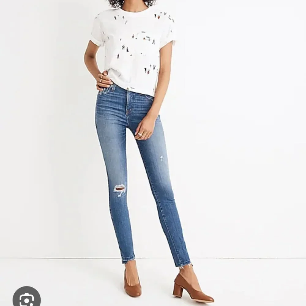 MADEWELL High Riser Skinny Distressed Jeans Drop Hem Ankle  Size 2